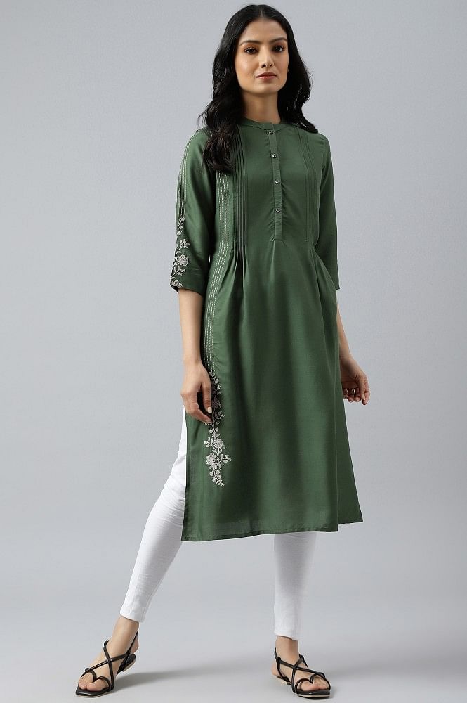 Olive Solid Kurta for Women at Best Prices at Shree